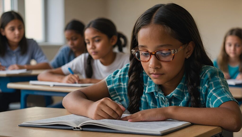 Elementary students in class by Geralt